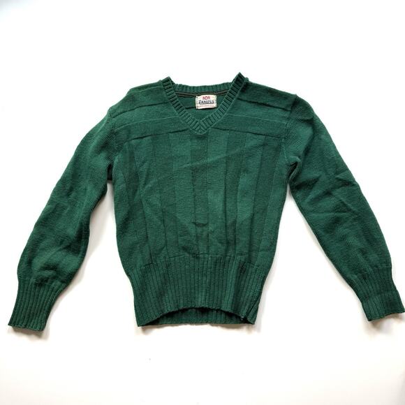 Vintage 50s 100% virgin wool emerald green CAMPUS sweater preppy old money - Picture 1 of 8